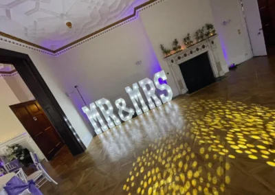 MR and MRS LED letters with uplighting at Highley Manor