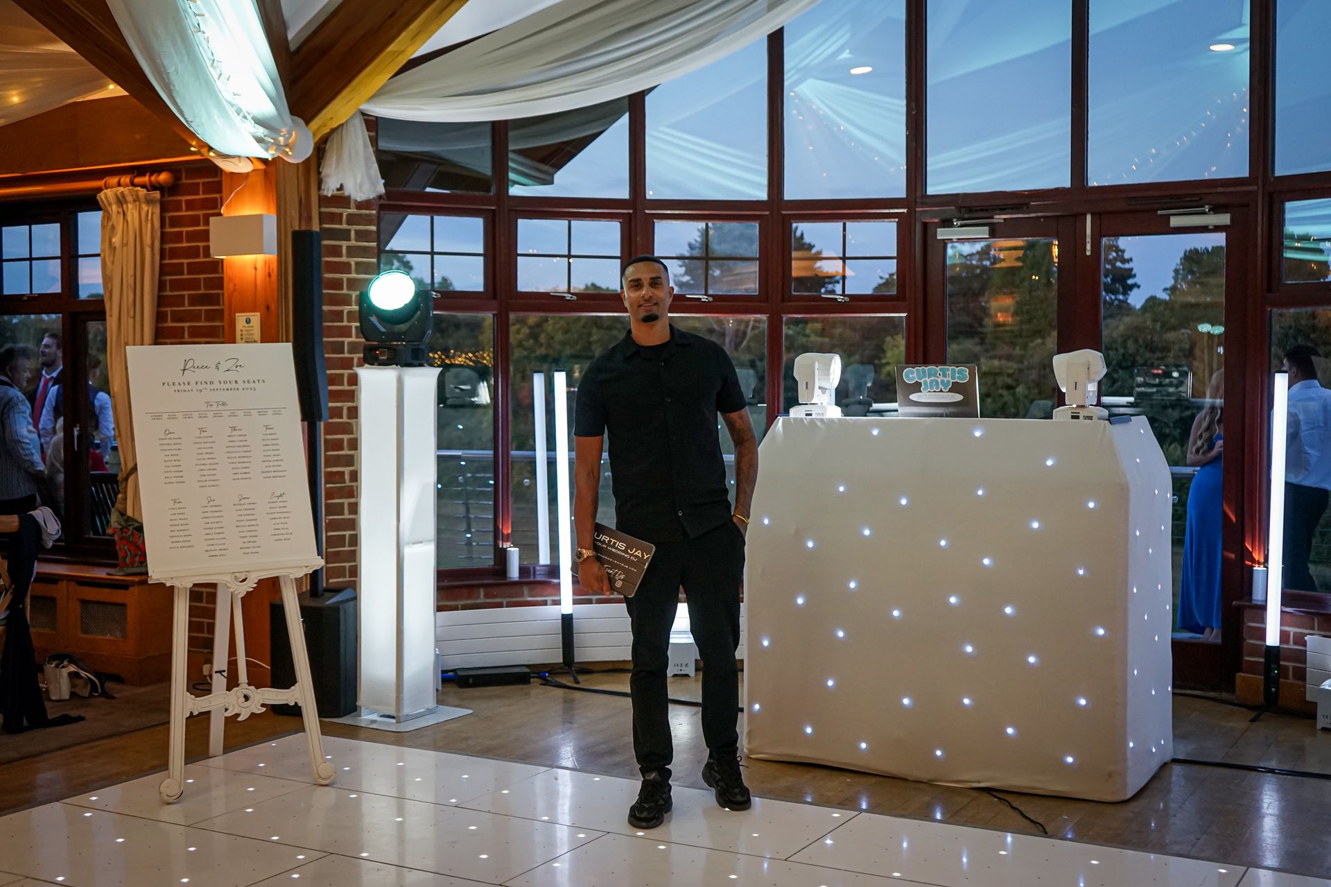 Surrey National Golf Club — white LED dancefloor DJ setup before uplighting, London Event DJs
